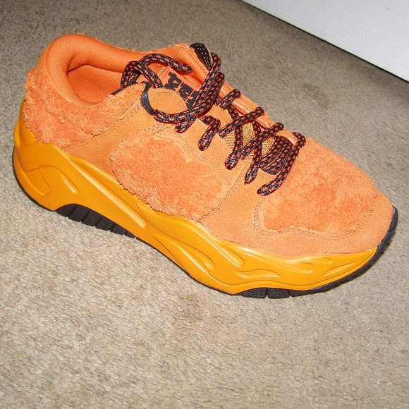 NEW! size 8.5/39 JUST CAVALLI Ladies Orange Fuzzy sneakers - Picture 12 of 15